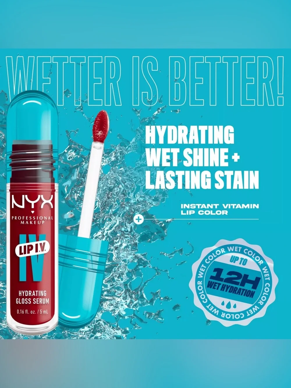 NYX Lip IV Hydrating Gloss Stain - Drippin In Rose, NEW